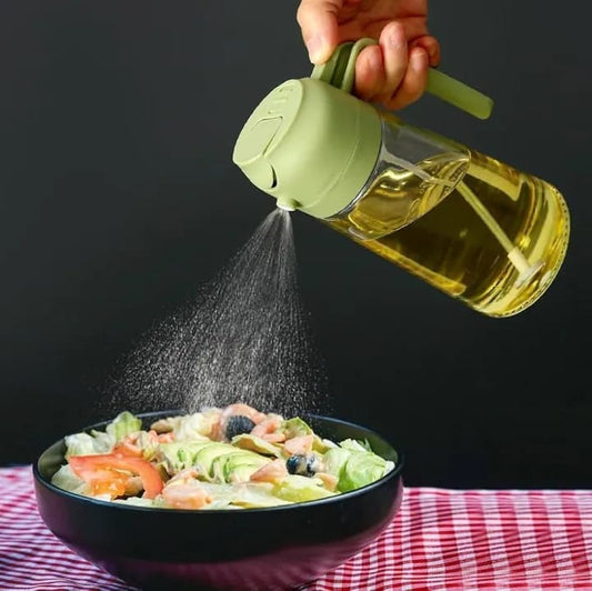 2-in-1 Glass Oil Bottle Sprayer Pot Leak-proof Oil Storage Bottle Vinegar Dispenser