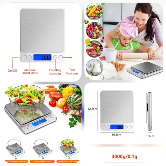 Digital Kitchen Scale 3000g/0.1g Precision with LCD Display